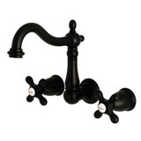 Kingston Brass KS1250AX Two Handle Wall Mount Bathroom Faucet, Matte Black